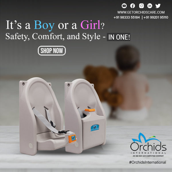 Orchids Vertical Baby Changing Station, HDPE Wall Mounted Durable Changing Table, Diaper Changing Tables for Home, Hotels.Restaurants, Commercial Bathroom Compact, Secure Baby Seat (Sitting Model)…