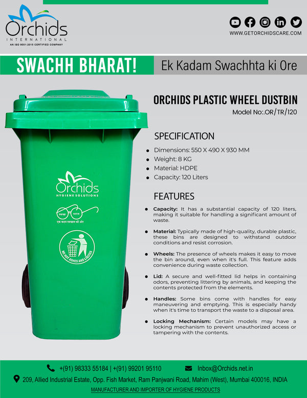 Plastic Wheel Dustbin (120 Liters)