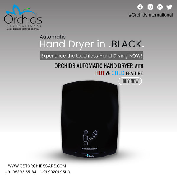 Orchids Automatic Black Hand Dryer with HOT & Cold Feature ABS Plastic Body Machine