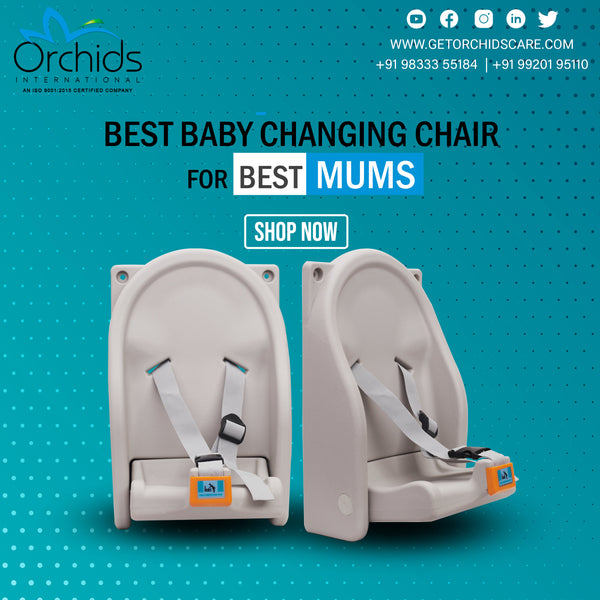Orchids Vertical Baby Changing Station, HDPE Wall Mounted Durable Changing Table, Diaper Changing Tables for Home, Hotels.Restaurants, Commercial Bathroom Compact, Secure Baby Seat (Sitting Model)…