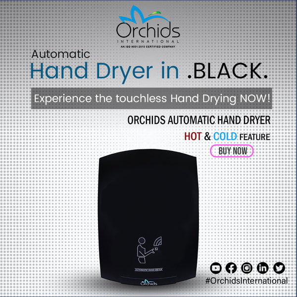 Orchids Automatic Black Hand Dryer with HOT & Cold Feature ABS Plastic Body Machine