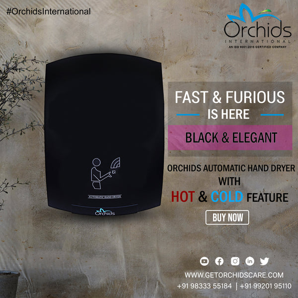 Orchids Automatic Black Hand Dryer with HOT & Cold Feature ABS Plastic Body Machine