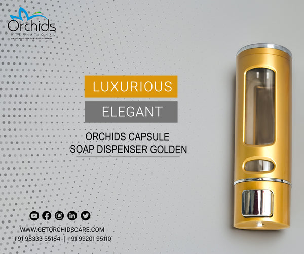Orchids Soap/Sanitizer Dispenser 400 ml , ABS Body, Wall Mounted Soap Dispenser, Sleek Design, Ideal for Kitchen, Bathroom, Schools, Offices, Commercial use.