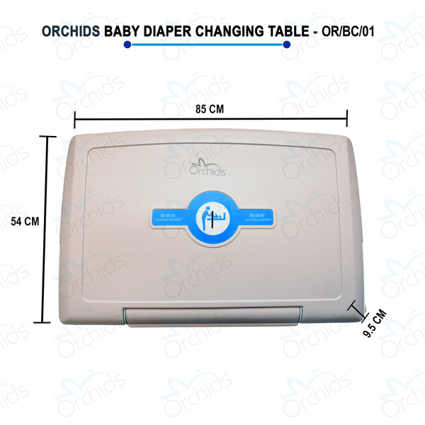 Orchids OR/BC/01 HDPE, Grey Baby Diaper Changing Station, Heavy Duty, Wall Mounted Folding, Horizontal, Sleeping Model, Ideal for Hospitals, Restaurant, Commercial Bathrooms