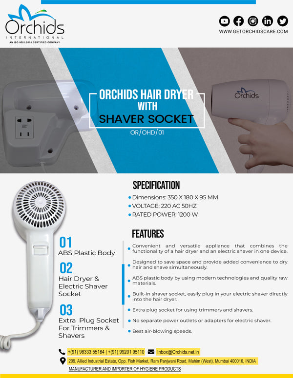 Orchids Hair Dryer with Shaver Socket