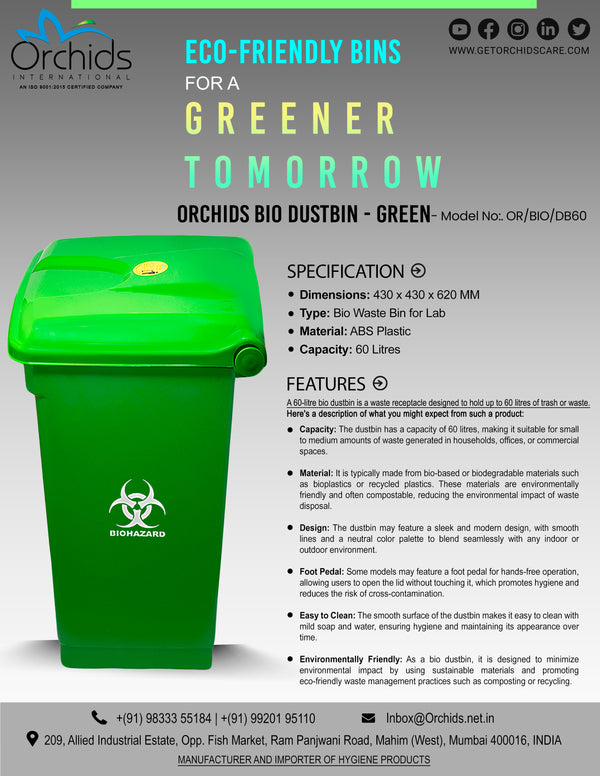 Orchids Bio Waste Dust Bin 60 Litres (Green)