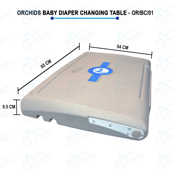 Orchids OR/BC/01 HDPE, Grey Baby Diaper Changing Station, Heavy Duty, Wall Mounted Folding, Horizontal, Sleeping Model, Ideal for Hospitals, Restaurant, Commercial Bathrooms