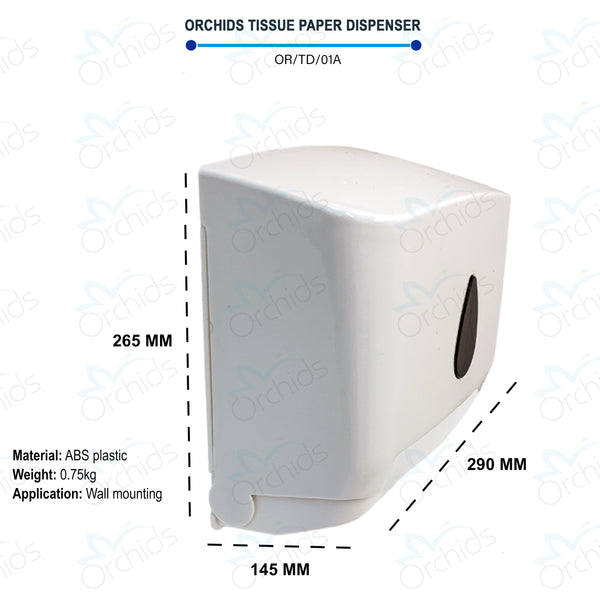 Orchids Tissue Paper Dispenser Compact Design ABS, Lightweight, Wall-Mounted OR/TD/01A
