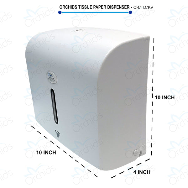 Orchids Tissue Dispenser Wall Mounted ABS Plastic Capacity of 300 Sheets OR/TD/KV