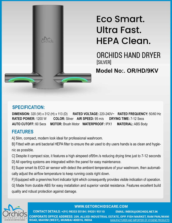 Orchids Hand Dryer (Silver) OR/HD/9KVS
