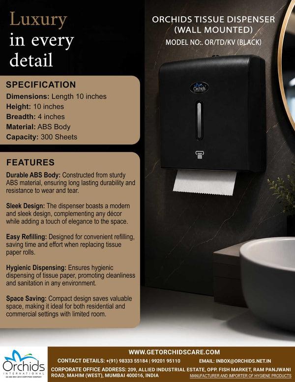 ORCHIDS TISSUE DISPENSER (WALL MOUNTED) MODEL NO.: OR/TD/KV (BLACK)