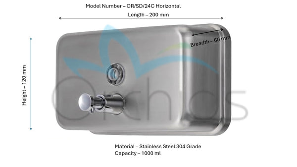 Orchids Manual Soap Dispenser Model No.: OR/SD/24C (Horizontal)