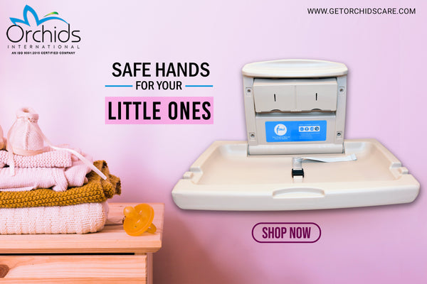 Orchids OR/BC/01 HDPE, Grey Baby Diaper Changing Station, Heavy Duty, Wall Mounted Folding, Horizontal, Sleeping Model, Ideal for Hospitals, Restaurant, Commercial Bathrooms