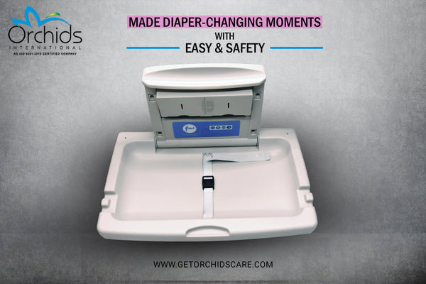 Orchids OR/BC/01 HDPE, Grey Baby Diaper Changing Station, Heavy Duty, Wall Mounted Folding, Horizontal, Sleeping Model, Ideal for Hospitals, Restaurant, Commercial Bathrooms