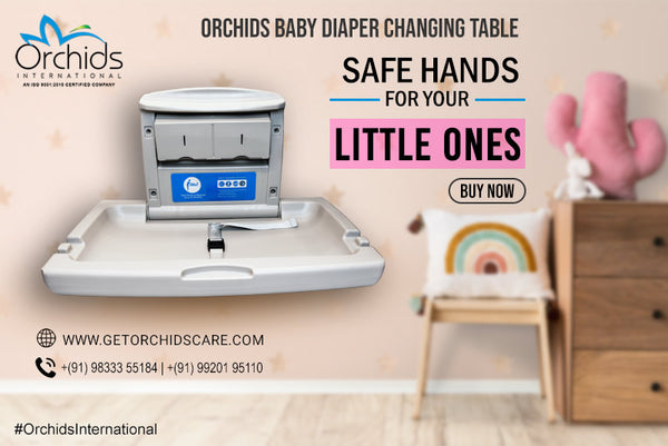 Orchids OR/BC/01 HDPE, Grey Baby Diaper Changing Station, Heavy Duty, Wall Mounted Folding, Horizontal, Sleeping Model, Ideal for Hospitals, Restaurant, Commercial Bathrooms
