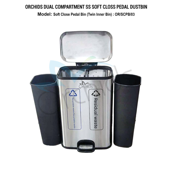 Orchids Dual Compartment Pedal Dustbin OR/SCPB/03
