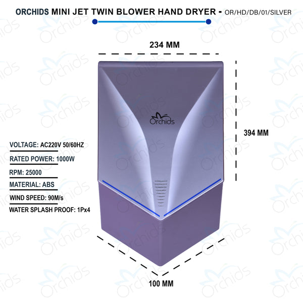 Orchids Mini Jet Twin Blower Hand Dryer 220V