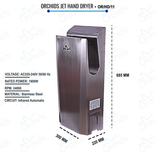 Jet Hand Dryer Stainless Steel ( OR/HD/11)