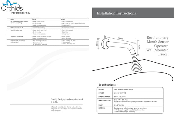 Automatic Tap Wall Mounted.-Sensor Faucet-ORCHIDS INTERNATIONAL-ORCHIDS INTERNATIONAL