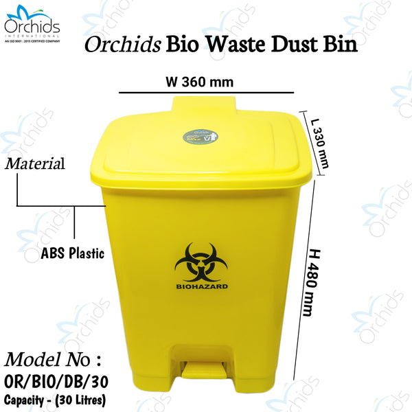 Orchids Bio Waste Dust Bin 30 Litres (Yellow)