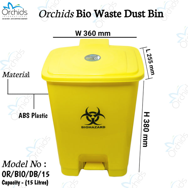 Orchids Bio Waste Dust Bin15 Litres (Yellow)