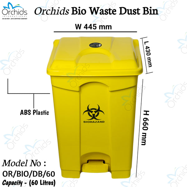 Orchids Bio Waste Dust Bin 60 Litres (Yellow)