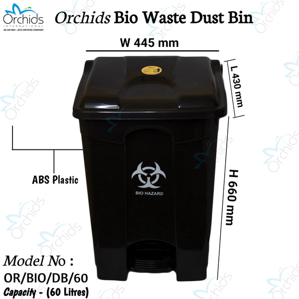 Orchids Bio Waste Dust Bin 60 Litres (Black)