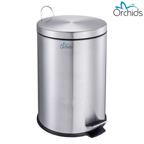Orchids Soft Close Pedal Bin (Mirror Finish) 23 Liters (Outer Bin Size : Dia - 11.5 inches x Height - 16.5 inches)