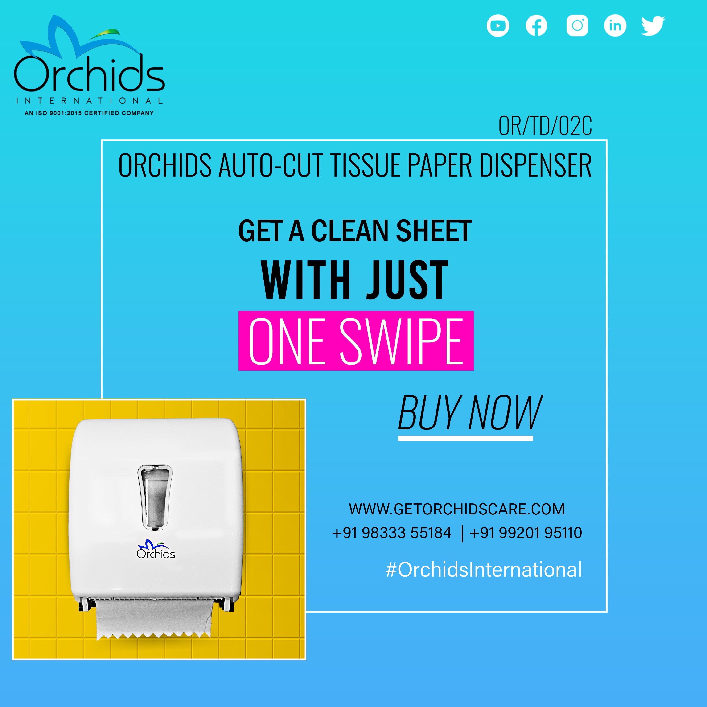 Orchids Auto Cut tissue dispenser (OR/TD/06C) (White)