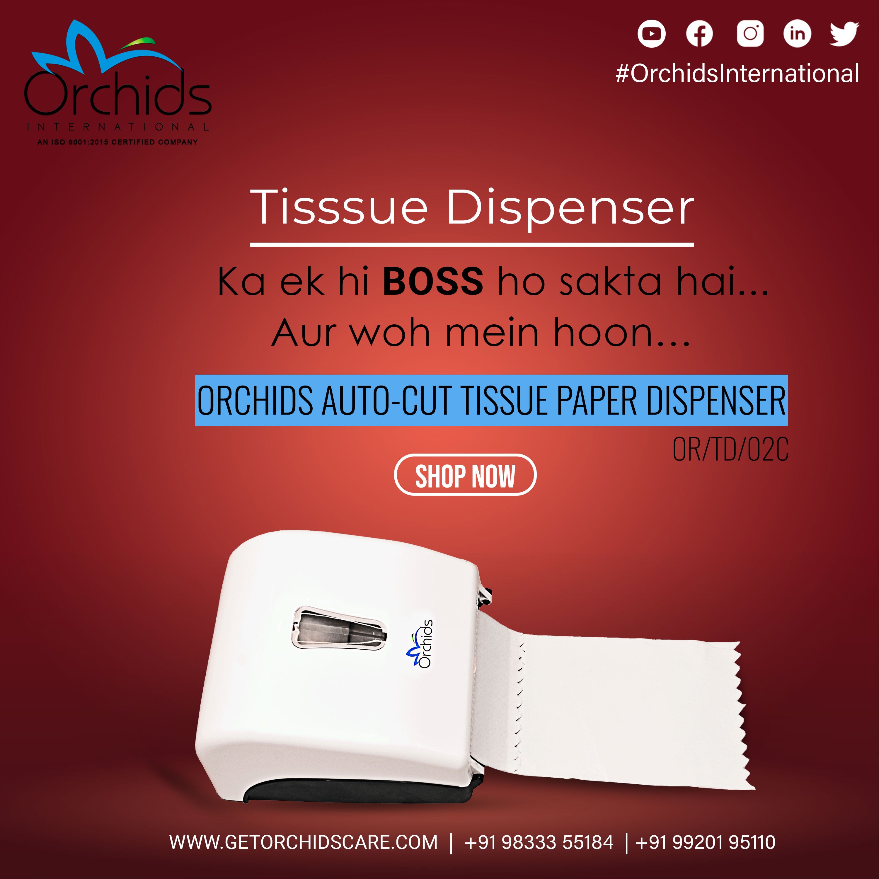 Orchids Auto Cut tissue dispenser (OR/TD/06C) (White)