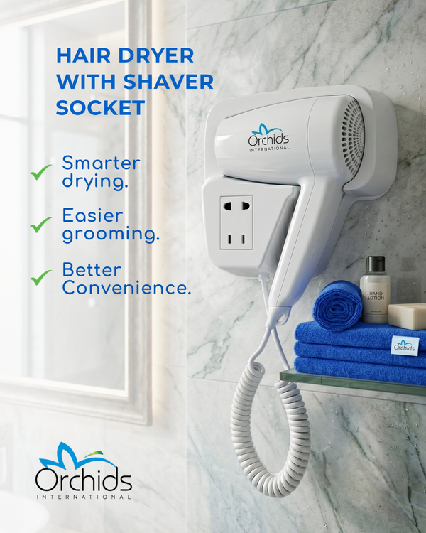 Orchids Hair Dryer with Shaver Socket (Wall Mounted): (OR/OHD/01)