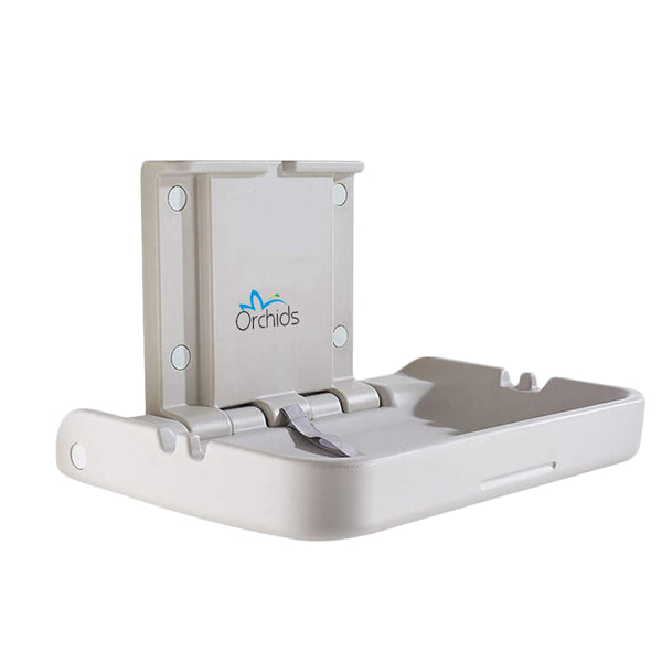 Orchids HDPE, Grey Baby Diaper Changing Station, Heavy Duty, Wall Mounted Folding, Horizontal, Sleeping Model, Ideal for Hospitals, Restaurant, Commercial Bathrooms (OR/BC/01)