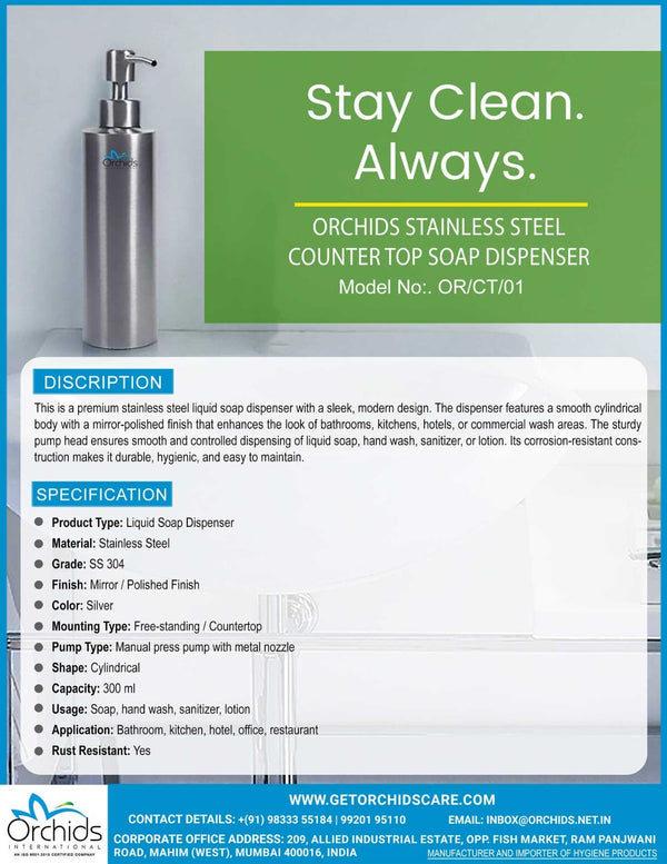 Orchids Stainless Steel Counter Top Soap Dispenser (OR/CT/01)