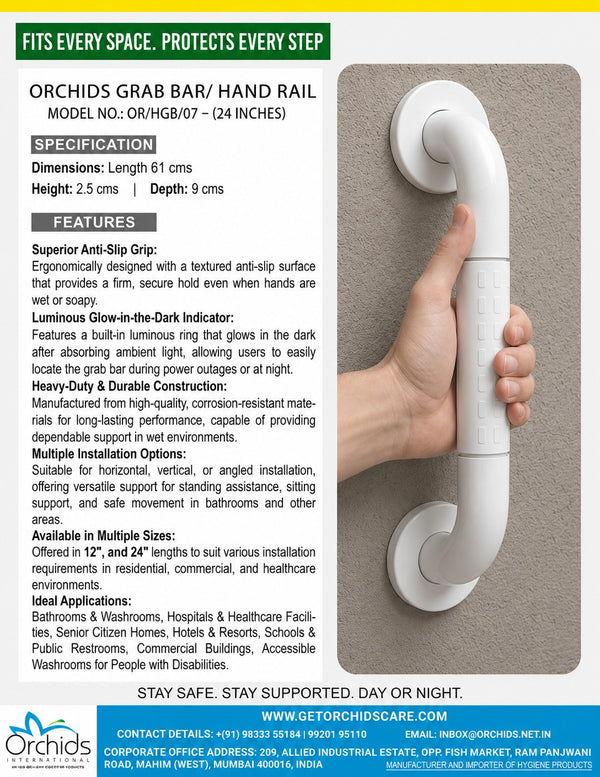 ORCHIDS GRAB BAR / HAND RAIL OR/HGB/07 – (24 INCHES)