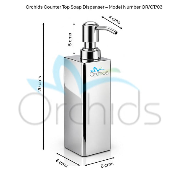 Stainless Steel 304 Grade Square Counter Top Soap Dispenser OR/CT/03