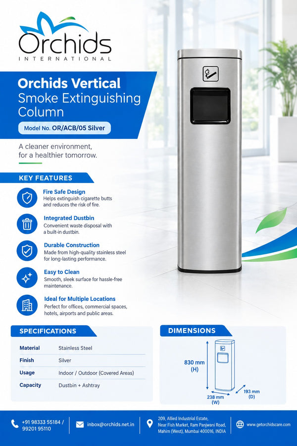 Orchids Vertical Smoke Extinguishing Column - OR/ACB/05 Silver