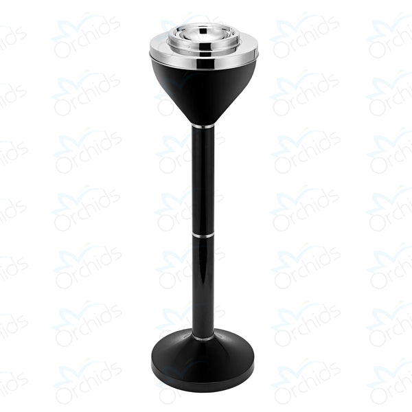 Orchids Adjustable Outdoor Standing Ashtray, Black, Push Down Floor Stand Ashtray with Lid, Ashtrays for Cigarettes, 24
