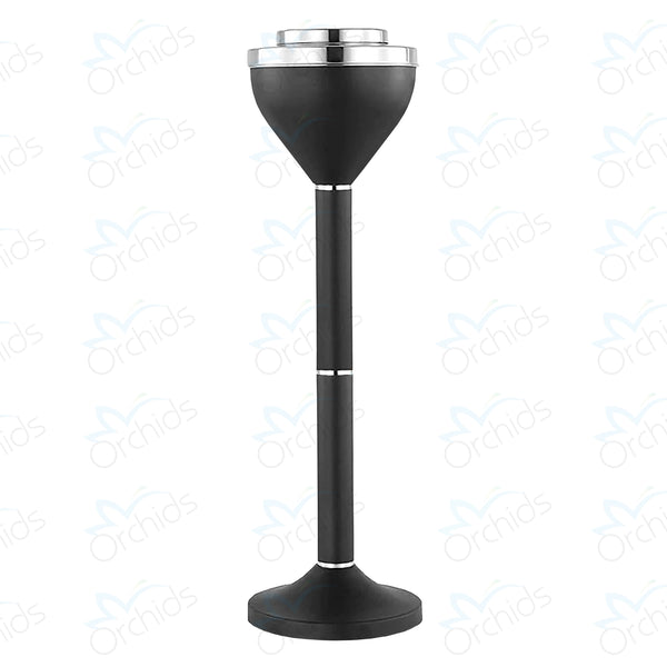 Orchids Adjustable Outdoor Standing Ashtray, Black, Push Down Floor Stand Ashtray with Lid, Ashtrays for Cigarettes, 24" or 15.5"
