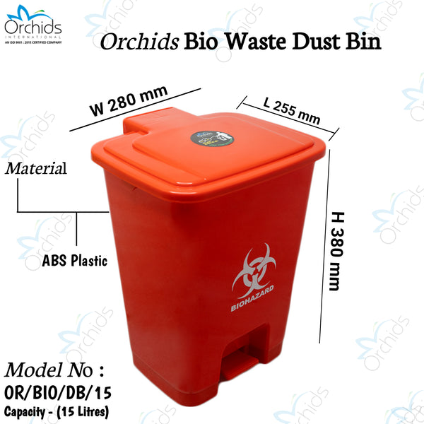 Orchids Bio Waste Dust Bin 15 Litres (Red)