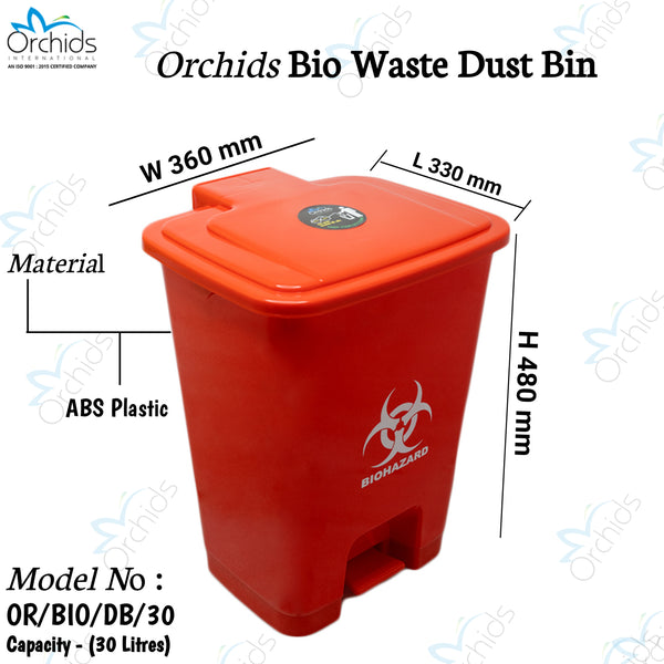 Orchids Bio Waste Dust Bin 30 Litres (Red)