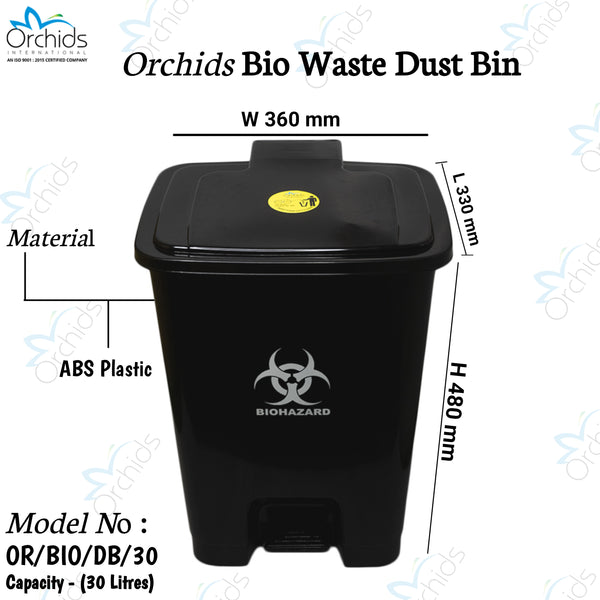 Orchids Bio Waste Dust Bin 30 Litres (Black)