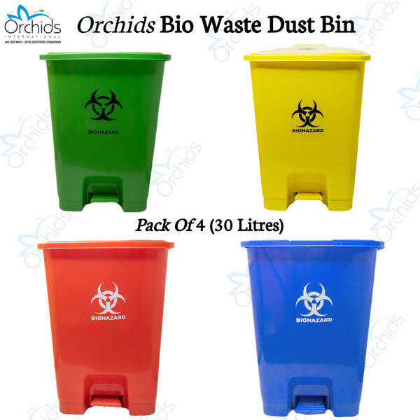 Orchids Bio Medical Waste Dustbin Pack Of 4 (30 LITRES)