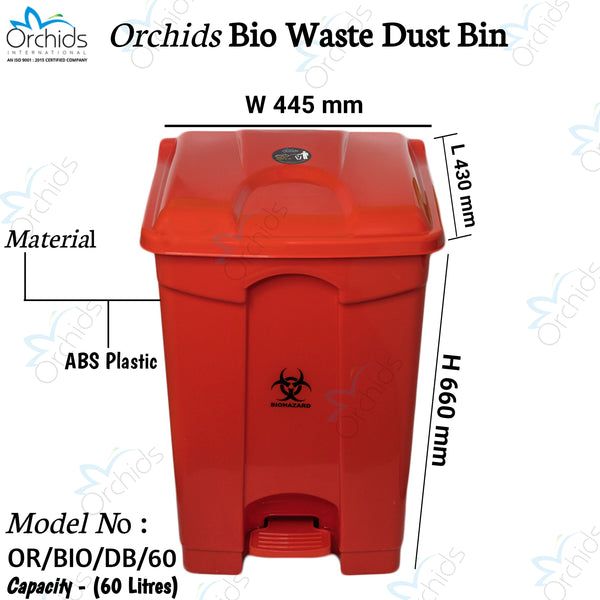 Orchids Bio Waste Dust Bin 60 Litres (Red)