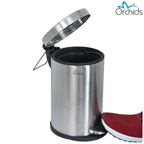 Orchids Soft Close Pedal Bin (Mirror Finish) 23 Liters (Outer Bin Size : Dia - 11.5 inches x Height - 16.5 inches)