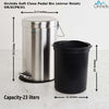 Orchids Soft Close Pedal Bin (Mirror Finish) 23 Liters (Outer Bin Size : Dia - 11.5 inches x Height - 16.5 inches)