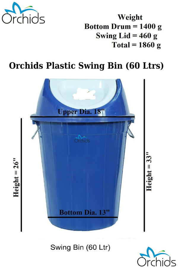 Orchids Plastic Swing Bin 60 litres